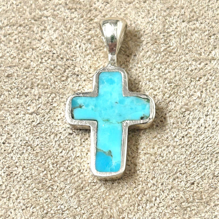 Turquoise and Sterling Silver Cross Pendant