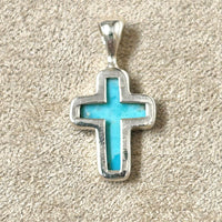 Turquoise and Sterling Silver Cross Pendant