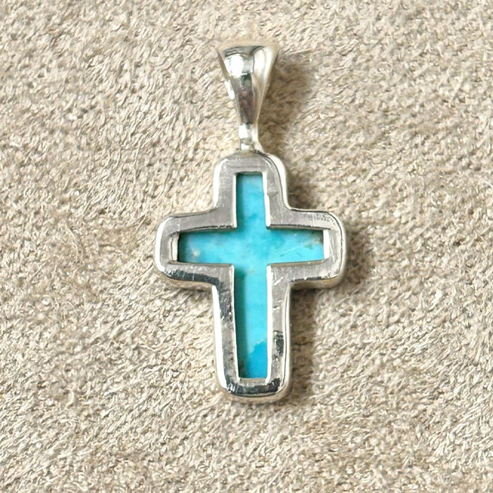 Turquoise and Sterling Silver Cross Pendant