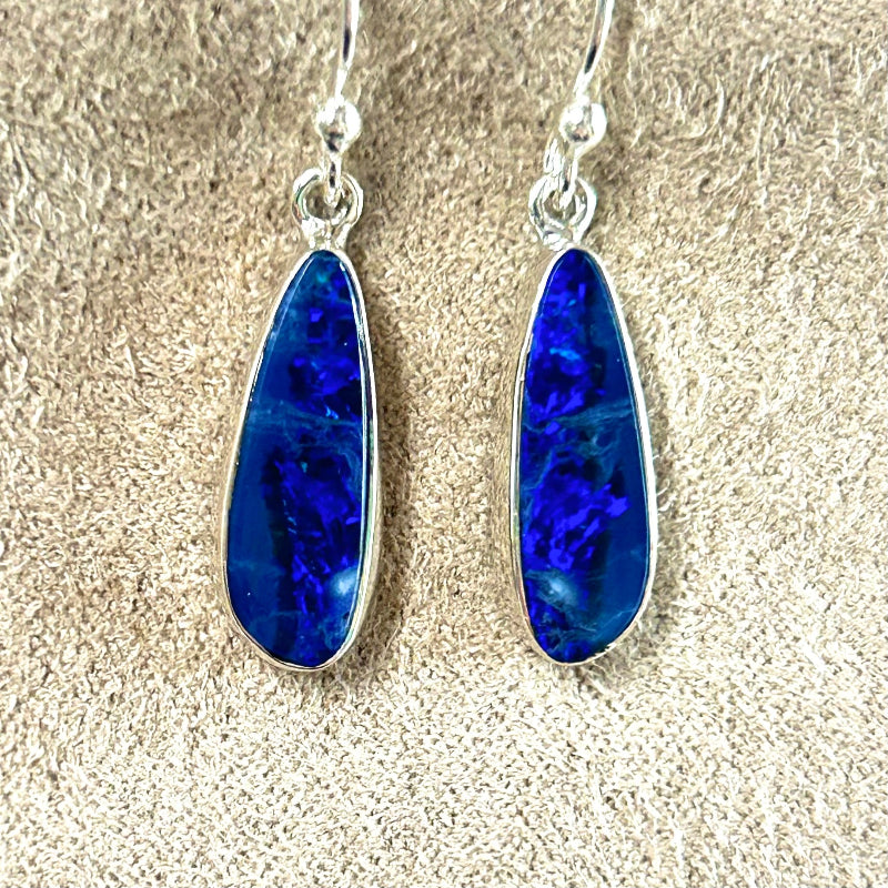 Opal (Australian) and Sterling Silver Dangle Earrings