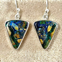 Malachite Azurite and Sterling Silver Earrings