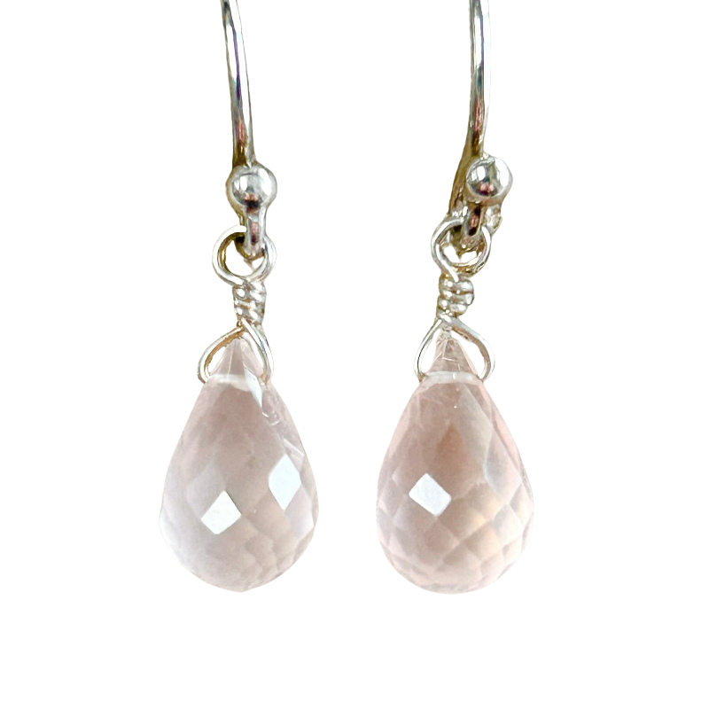 Rose Quartz Briolette Dangle Earrings