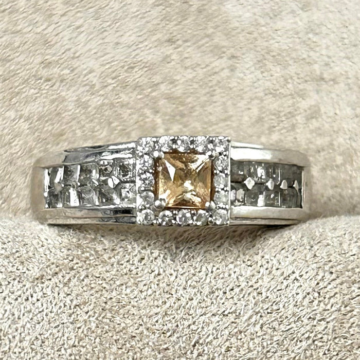 Topaz (Imperial and White) Faceted Ring (size 7)