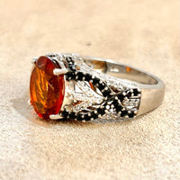 Citrine (Madeira) and White Topaz Cocktail Ring (size 7)