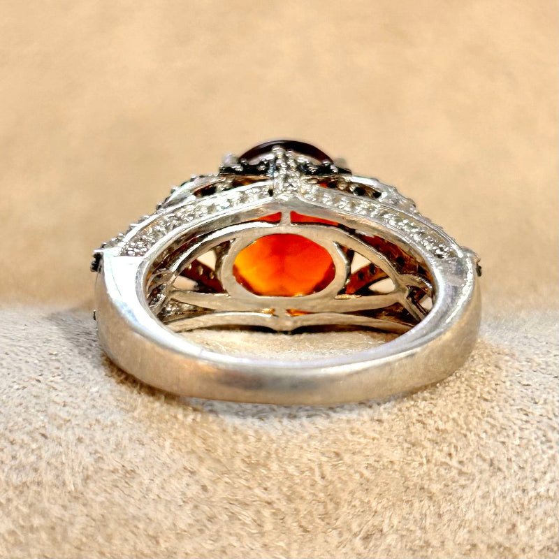 Citrine (Madeira) and White Topaz Cocktail Ring (size 7)