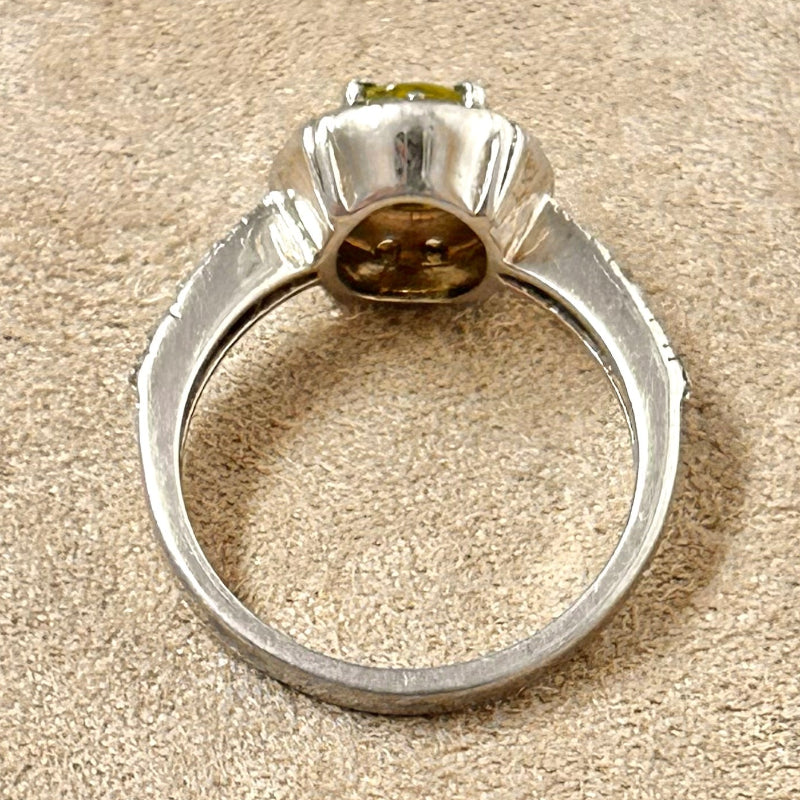 Peridot and White Topaz Sterling Silver Ring (size 7)