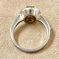 Peridot and White Topaz Sterling Silver Ring (size 7)