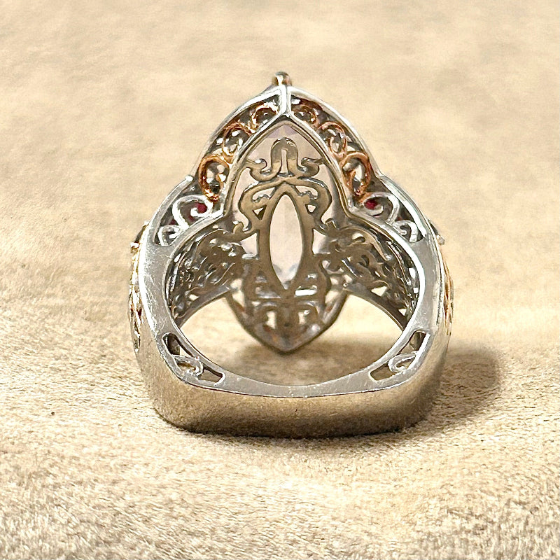 Amethyst (Rose) and Garnet Cocktail Ring (size 8)