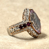 Amethyst (Rose) and Garnet Cocktail Ring (size 8)