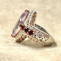 Amethyst (Rose) and Garnet Cocktail Ring (size 8)