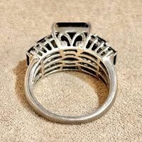 Black Spinel and Sterling Silver Cocktail Ring (size 8)