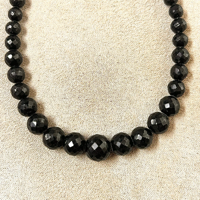 Black Spinel Faceted Bead Necklace
