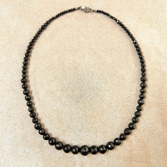 Black Spinel Faceted Bead Necklace
