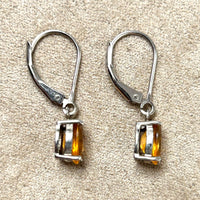 Topaz (Yellow) and Sterling Silver Dangle Earrings