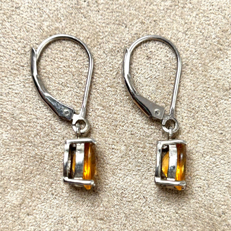 Topaz (Yellow) and Sterling Silver Dangle Earrings