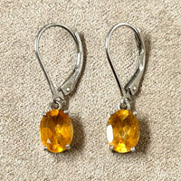 Topaz (Yellow) and Sterling Silver Dangle Earrings