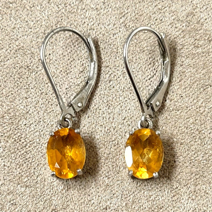 Topaz (Yellow) and Sterling Silver Dangle Earrings
