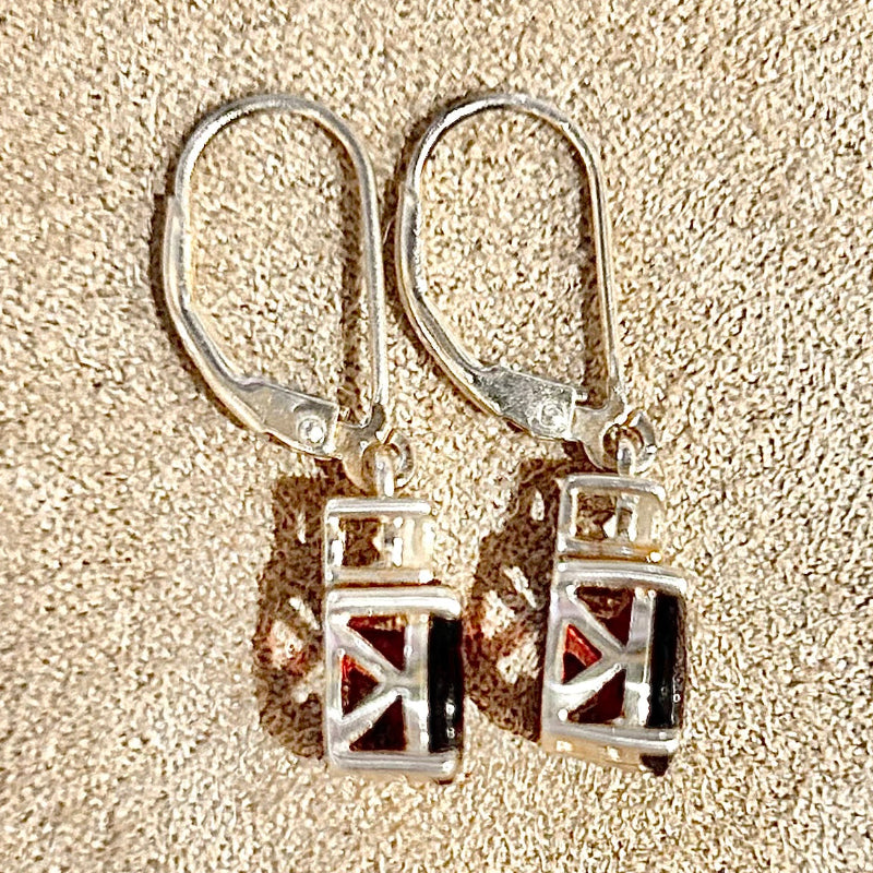 Garnet and White Topaz Dangle Earrings