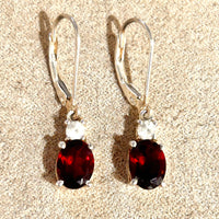 Garnet and White Topaz Dangle Earrings