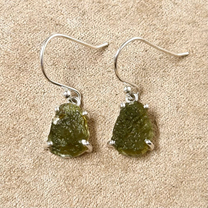 Moldavite (Rough) Dangle Earrings