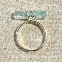 Aquamarine (Rough) Wrapped Ring (Size 8)