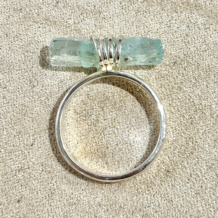 Aquamarine (Rough) Wrapped Ring (Size 8)