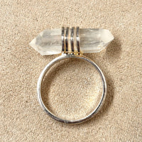 Quartz (Double Terminated Lemurian) Crystal Ring (Size 8)