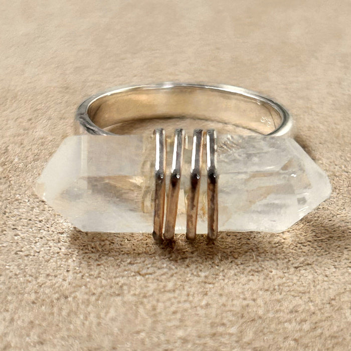Quartz (Double Terminated Lemurian) Crystal Ring (Size 8)