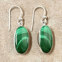 Malachite and Sterling Silver Dangle Earrings