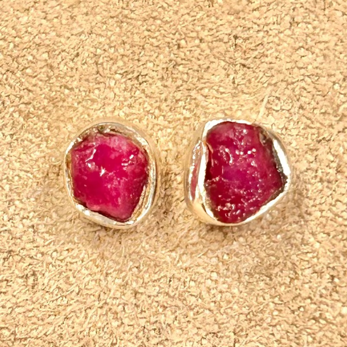 Ruby Rough Stud Earrings