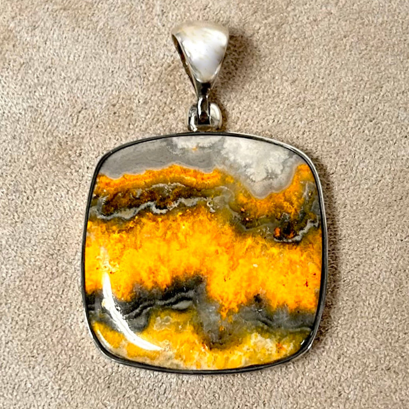 Jasper (Bumble Bee) and Sterling Silver Pendant