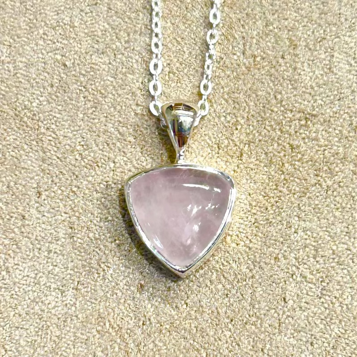 Rose Quartz and Sterling Silver Pendant on Chain