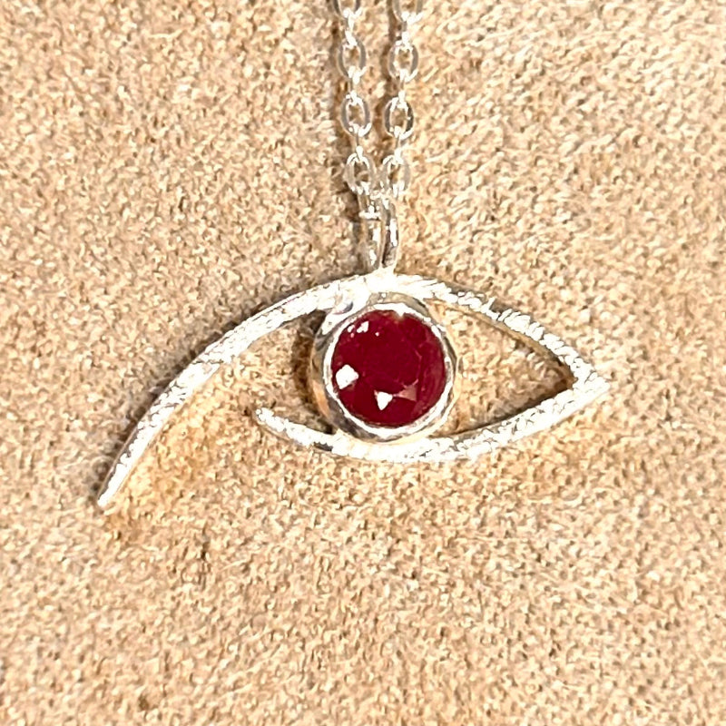 Ruby Eye of Horus Pendant and Chain