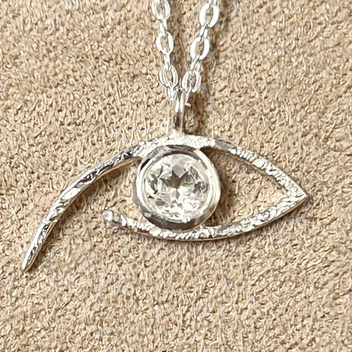 Topaz (White) Eye of Horus Pendant and Chain