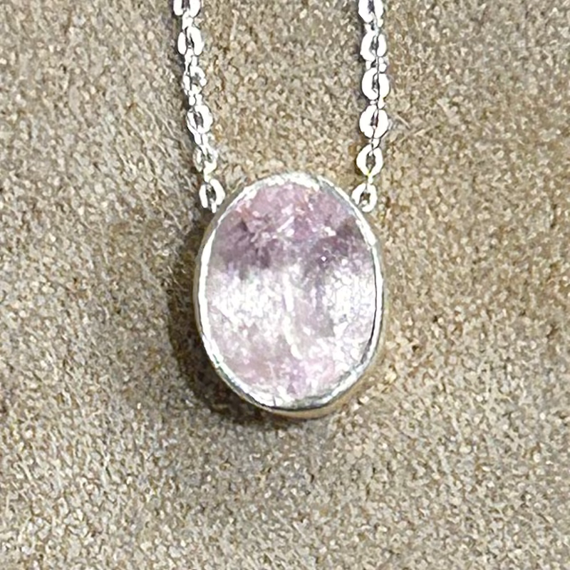 Morganite (Faceted) in Sterling Silver Pendant and Chain
