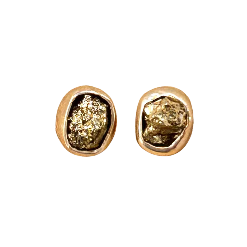 Pyrite Rough Stud Earrings