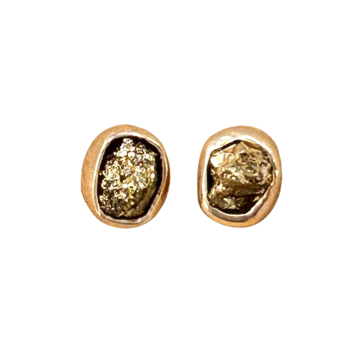 Pyrite Rough Stud Earrings