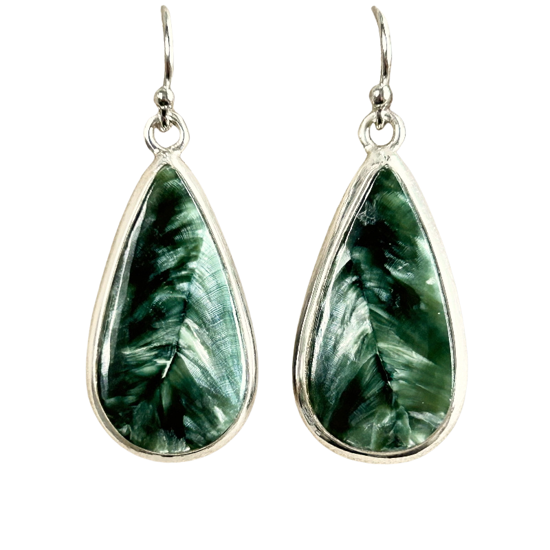 Seraphinite and Sterling Silver Earrings