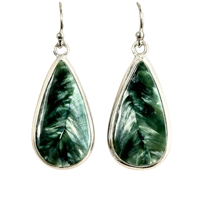 Seraphinite and Sterling Silver Earrings
