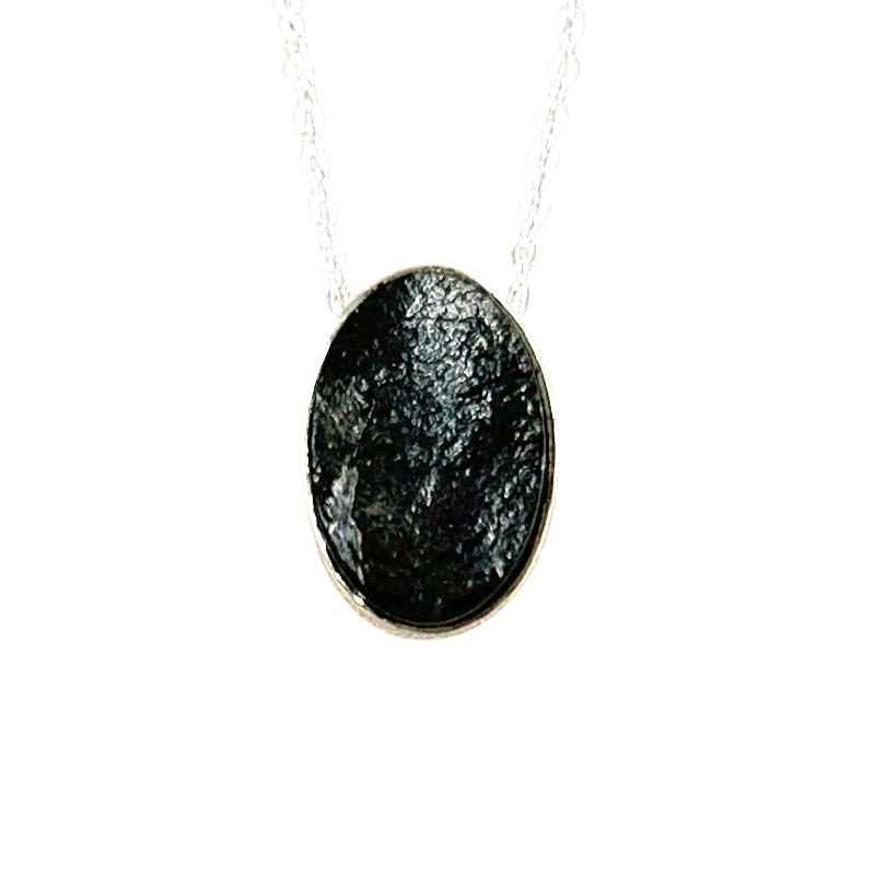Shungite and Sterling Silver Slide Necklace