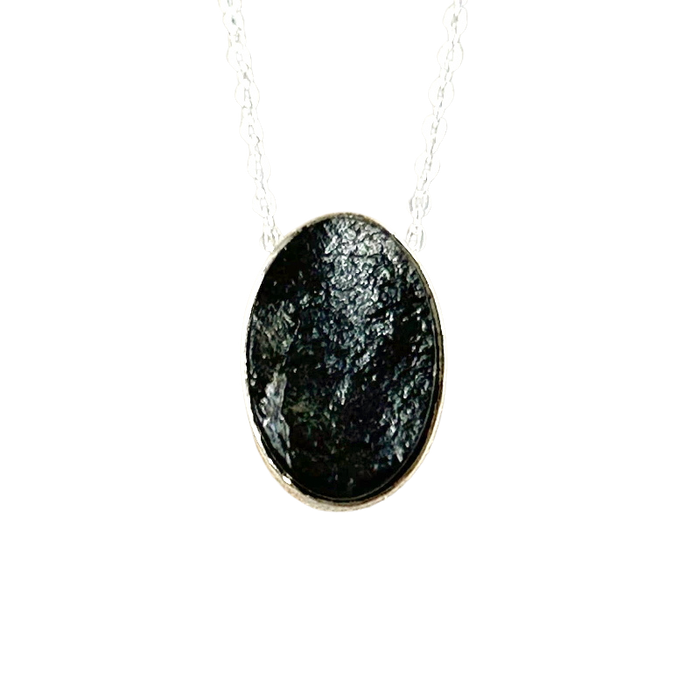Shungite and Sterling Silver Slide Necklace