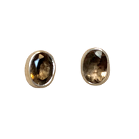 Smoky Quartz Oval Stud Earrings