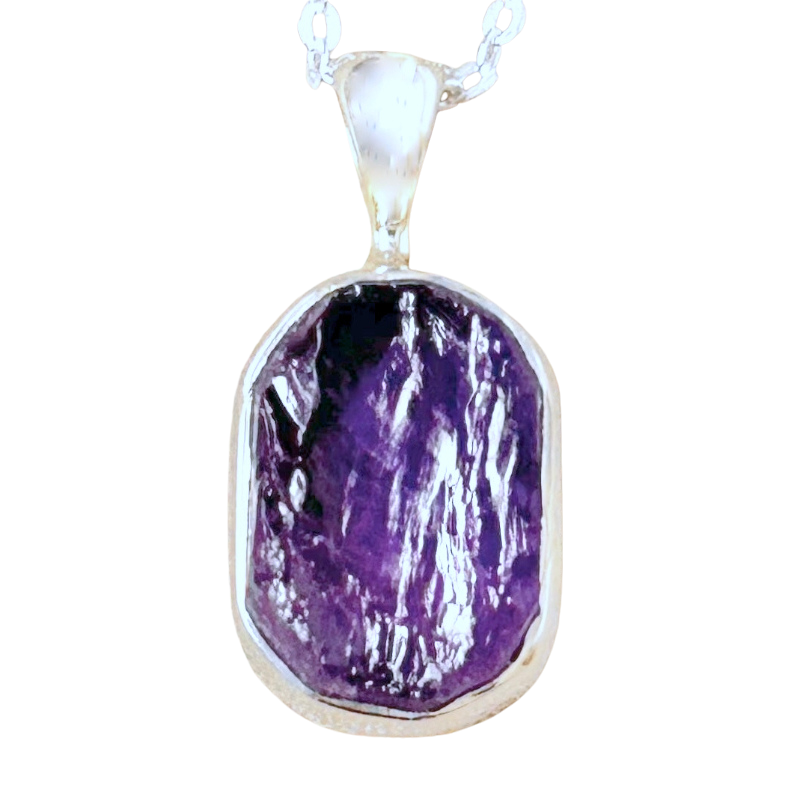 Amethyst (Rough) in Sterling Silver Necklace