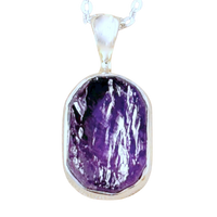 Amethyst (Rough) in Sterling Silver Necklace