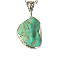 Turquoise (Rough) and Sterling Silver Pendant and Chain