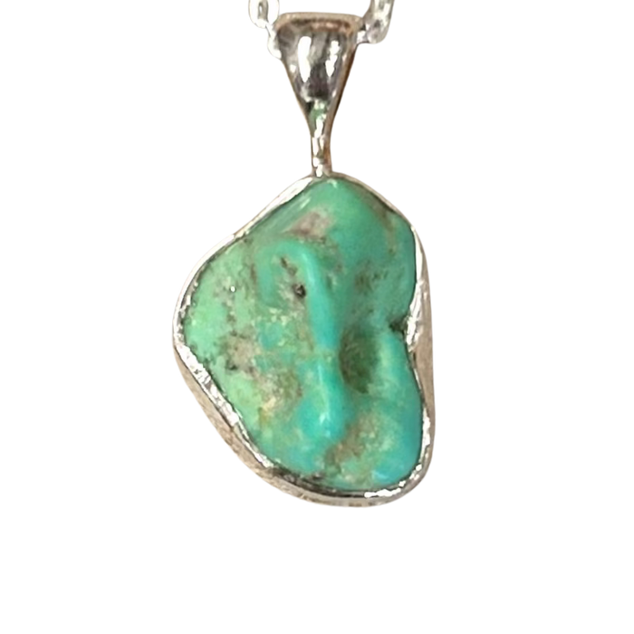 Turquoise (Rough) and Sterling Silver Pendant and Chain