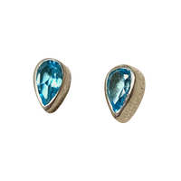 Topaz (Swiss Blue) Tear Drop Post Earrings
