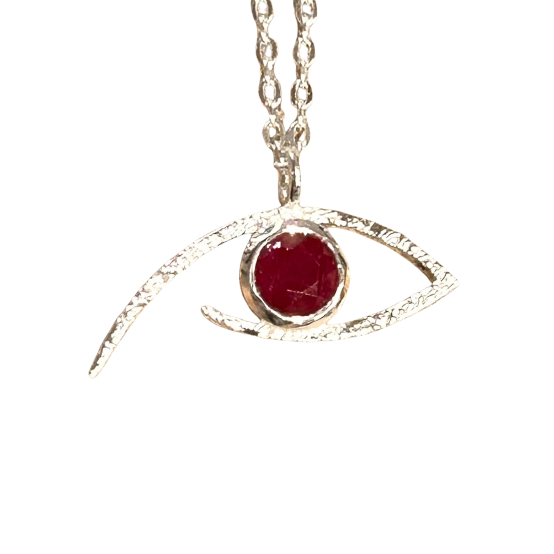 Ruby Eye of Horus Pendant and Chain