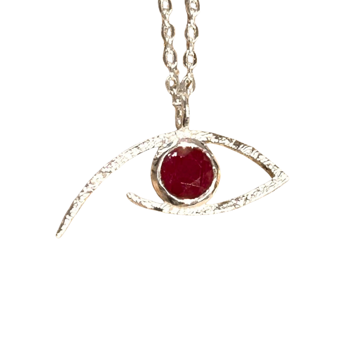 Ruby Eye of Horus Pendant and Chain