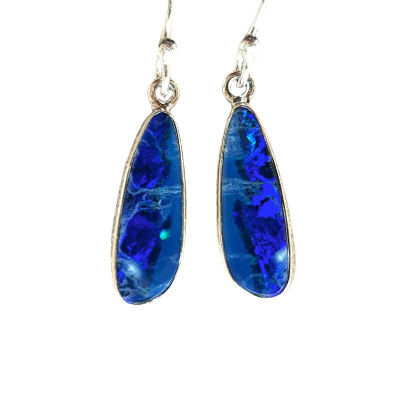 Opal (Australian) and Sterling Silver Dangle Earrings